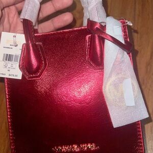 Michael Kors Mercer Extra Small XS Leather Patent Crossbody Red Women's Mini Bag